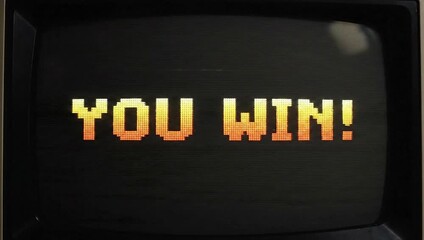 You win retro arcade game screen animation for video games and victory celebration footage loop effect - Powered by Adobe