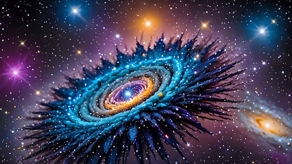 Surreal Cosmic Flower Blooming in Deep Space