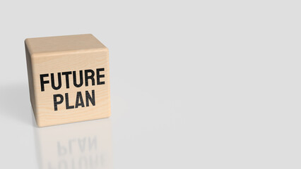 Future Plan Text on Wooden Block with Blurred Background 3d render.
