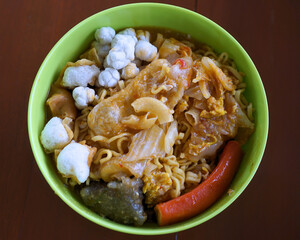 Seblak, Indonesian spicy and savory dish made from wet crackers, noodles, and various toppings