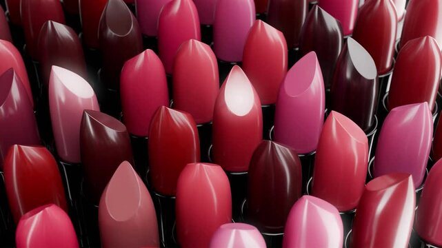 Red glossy lipstick 3d rendered animation