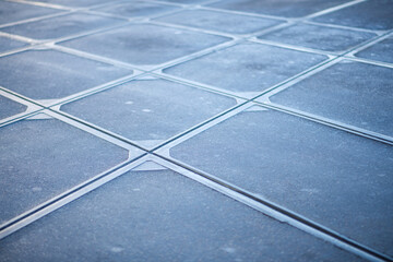 Tram crossing with tracks and asphalt in Gothenburg,Sweden.  