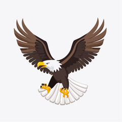 Obraz premium Dynamic Vector Illustration of a Powerful Bald Eagle in Flight with Widespread Wings and Sharp Talons