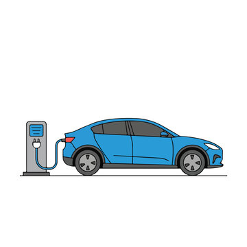 blue electric car charging station clip art preview