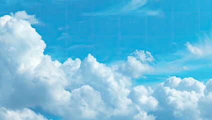 Fluffy white clouds against a vibrant blue sky