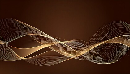 Elegant, flowing golden lines on a rich brown background, creating a dynamic and modern abstract design