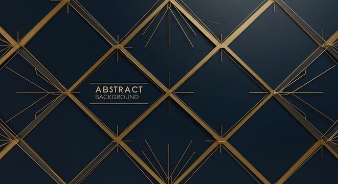 Elegant, geometric navy and gold design featuring diamond grid and abstract text