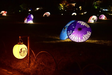 岡山　中国地方　後楽園　ライトアップ