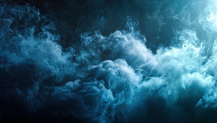 Fototapeta premium Abstract swirling teal smoke clouds