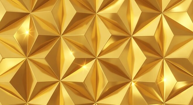 Golden geometric abstraction with sharp stars and luxury brilliance