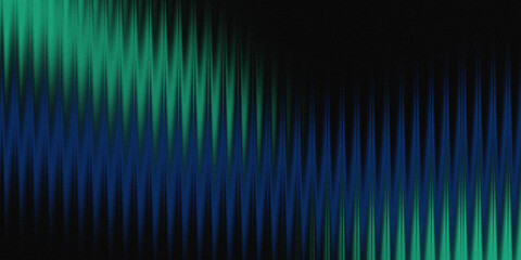 Vertical striped glass background with green blue to black gradations. Wavy glass texture, striped surface