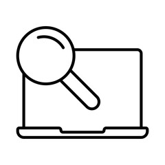Search on Laptop Magnifying Glass for Online Research and Information Retrieval