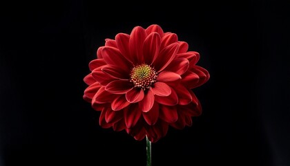 Red Mum Flower Photography On Black Background