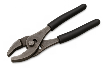 Slip joint pliers with black handles on a transparent background, ready for various mechanical and diy tasks