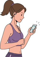 Fitness app cartoon illustration, symbolic mobile health tracking and active lifestyle graphics for design and education