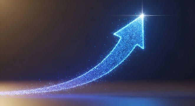 Watch your business soar with this captivating sparkling arrow pointing skyward, a symbol of success, growth and brilliant strategic direction forward