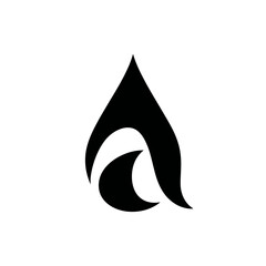 Fototapeta premium Modern abstract black fluid drop icon with an inner wave element, minimalist design symbol vector illustration.