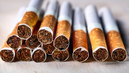 Close Up Of Several Cigarette Butts