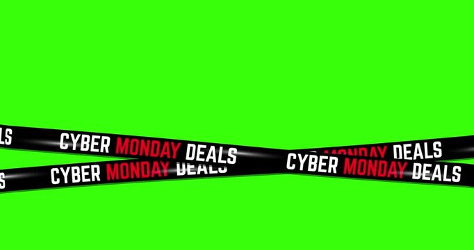 Design of plastic ribbons that intertwine and move with the wind with the text "Viernes negro" on a green background