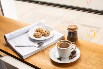 Espresso with Spoon and Coffee Beans