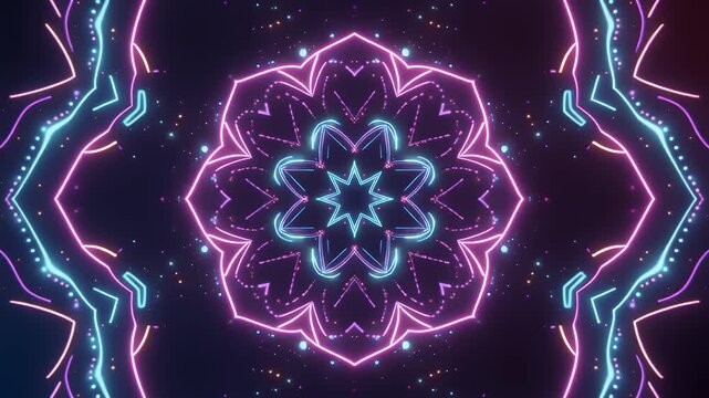 Vibrant Neon Kaleidoscope Mandala
