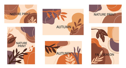 Autumn Abstract Backgrounds & Leafy Botanical Design Collection