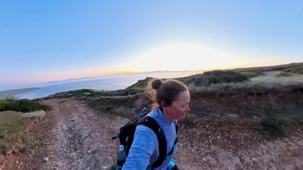 Climbing up South Road.at Dawn in Channel Islands National Park
