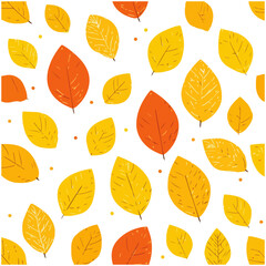 Autumn Leaves Seamless Pattern Yellow and Orange Foliage