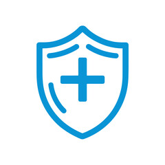 Fototapeta premium Blue Shield Cross Icon for Healthcare, Safety, Security