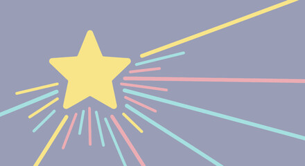 Obraz premium Stylized star with colorful light rays emanating, vector graphic with light purple background.