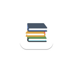 Stacked Books Icon on White Background for Education Learning