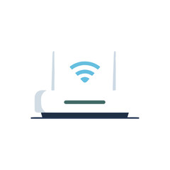 Wireless Printer with Wifi Icon, Modern Flat Design, Blue Tones