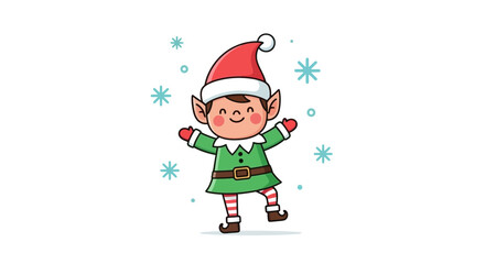 Christmas Elf Cartoon Character Illustration for Holiday Season Decorations