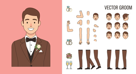 Groom Character Kit Customizable Wedding Celebration Elements