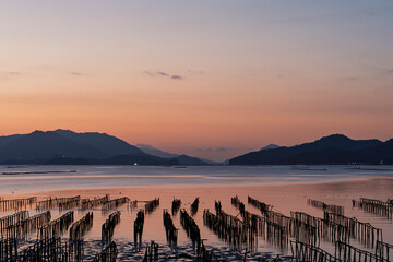 Obraz premium 広島県地御前海岸の朝風景