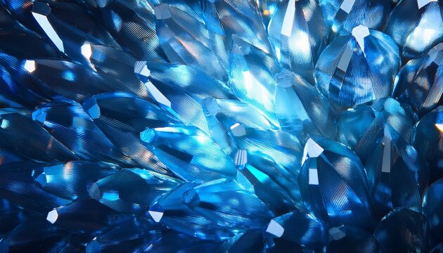 Abstract Crystal Like Texture With Glowing Blue Highlights - Powered by Adobe