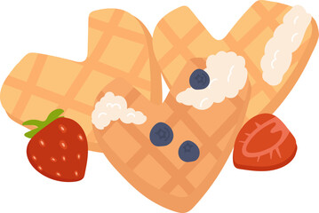 Heart Shaped Waffles with Berries