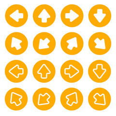 arrows on a yellow background with a round shape