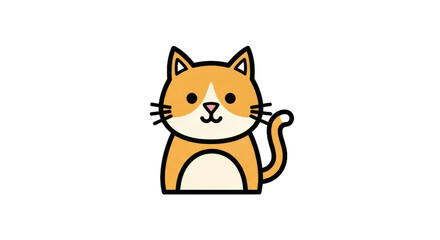 Fototapeta premium Cartoon cat illustration with orange and white fur on transparent background