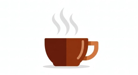 Obraz premium Hot Steaming Coffee Cup Clip Art Vector in Flat Design Style