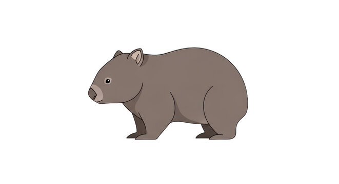 Cartoon wombat illustration isolated animal in profile view with transparent background