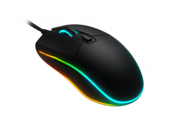 Gaming mouse with colorful rgb lighting displaying high performance and modern computer technology