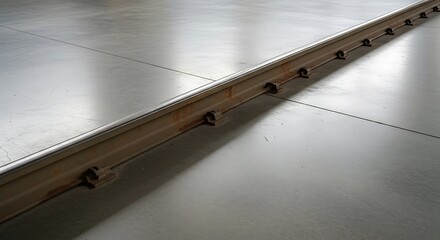Industrial rail alignment showcasing weathered textures and metallic finishes