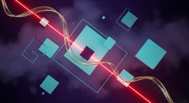 Geometric abstraction with laser beam and liquid element composition - Powered by Adobe