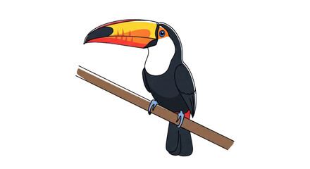 Fototapeta premium Colorful toucan perched on a branch isolated with transparent background