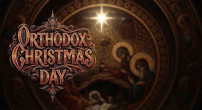 Orthodox Christmas Day Celebration Nativity Scene Religious Holiday Icon Eastern Christian Tradition Artwork