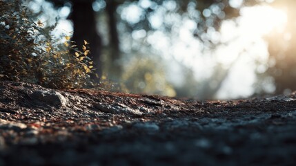 Enchanting forest trail bathed in sunlight, a glimpse into nature's serenity