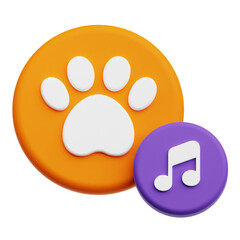 Pet Music 3D Icon Isolated On The Transparent Background