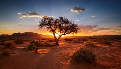Desert Tree Sunset Landscape
