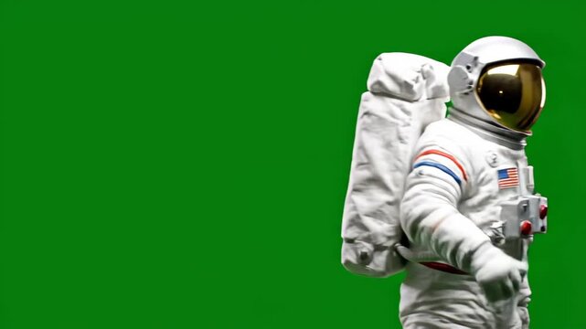 Green Screen Astronaut Gives Thumbs Up Action Closeup View VFX
